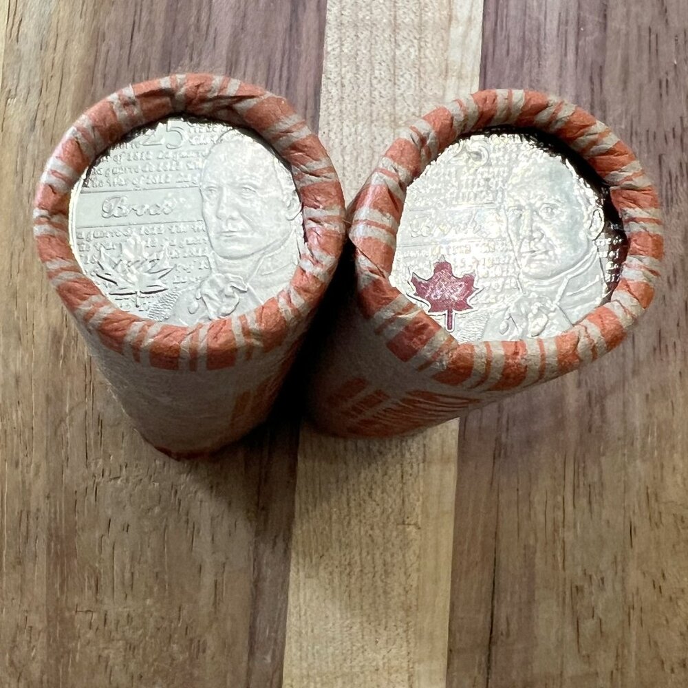 2012 Canada The War of 1812 Sir Isaac Brock 2 x 25¢ Coin Rolls!